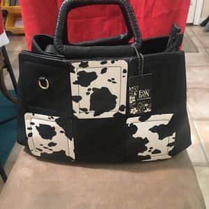 Brand new Cow print/Black purse